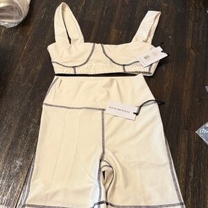 WeWoreWhat Cream Bike Shorts Set